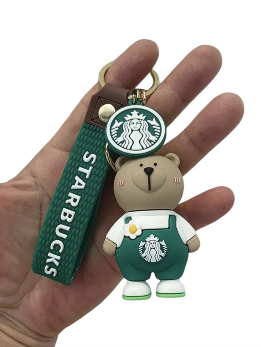 Starbucks Green Bear Silicone Keyring with Logo Charm